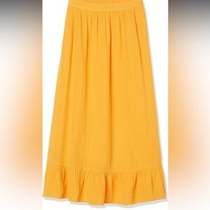 The Drop Women's Patria Gauze Pull-on Ruffle Hem Maxi Skirt w/ Pockets NWT M